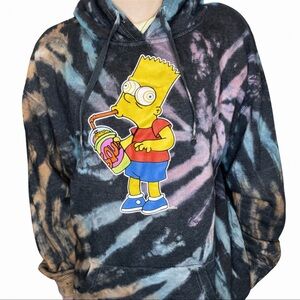 Tie-Dye Black Bart Simpson Graphic Hoodie size large